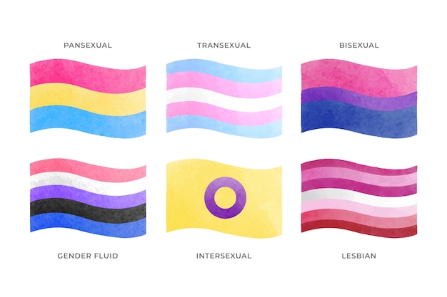 Watercolor pride month flags collection