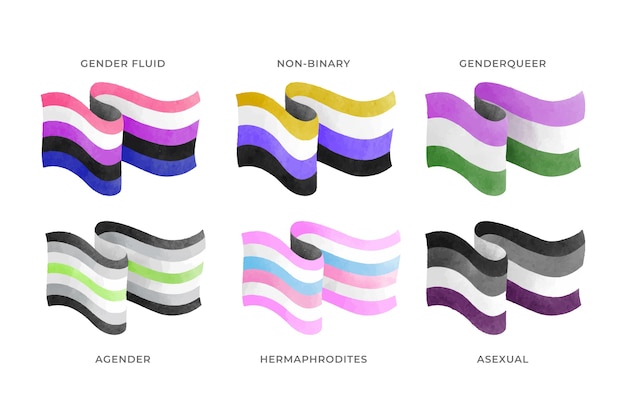 Free Vector watercolor pride month flags collection