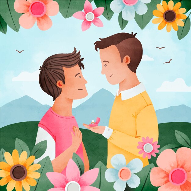 Watercolor propose day celebration illustration