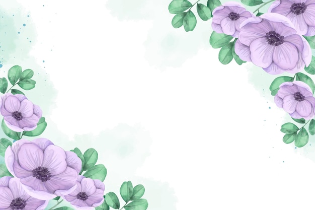 Watercolor purple flowers background