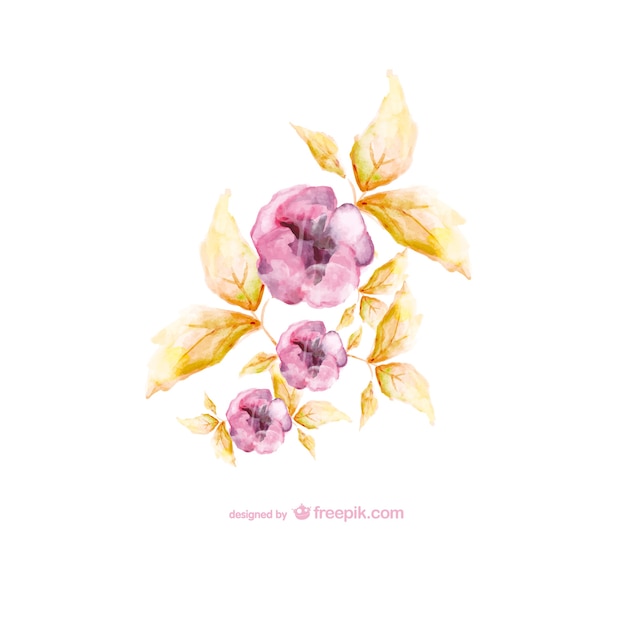 Free Vector watercolor purple and golden flowers