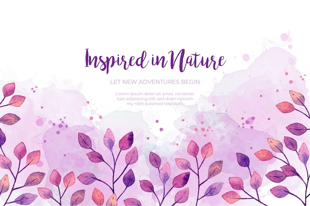 Watercolor purple leaves frame background