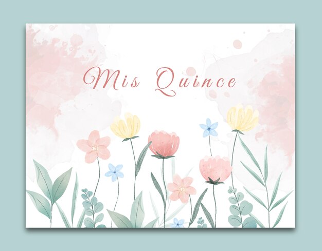 Watercolor quinceanera photocall template