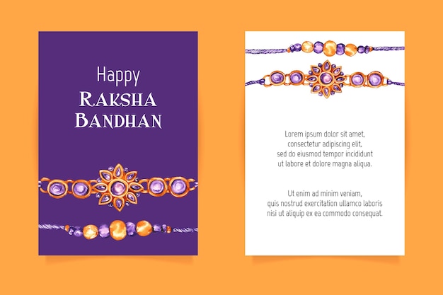 Free Vector watercolor raksha bandhan greeting card template