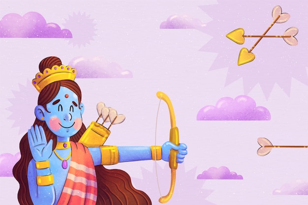 Free vector watercolor ram navami background