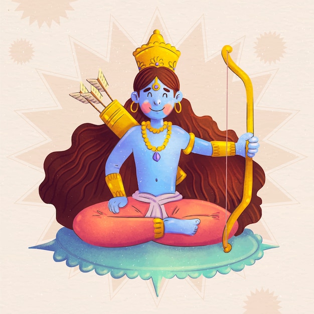 Free vector watercolor ram navami illustration