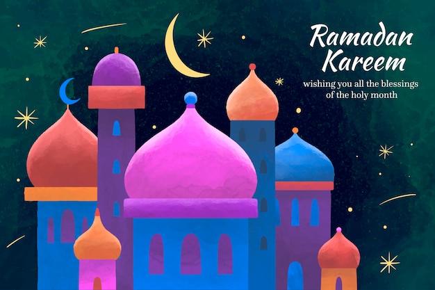 Free Vector watercolor ramadan kareem illustration