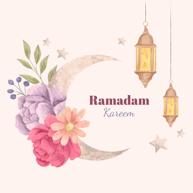 Watercolor ramadan kareem illustration