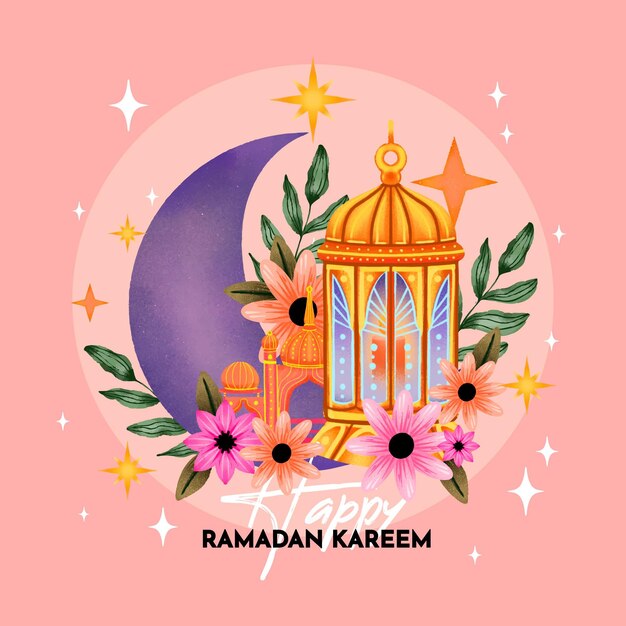 Watercolor ramadan kareem illustration