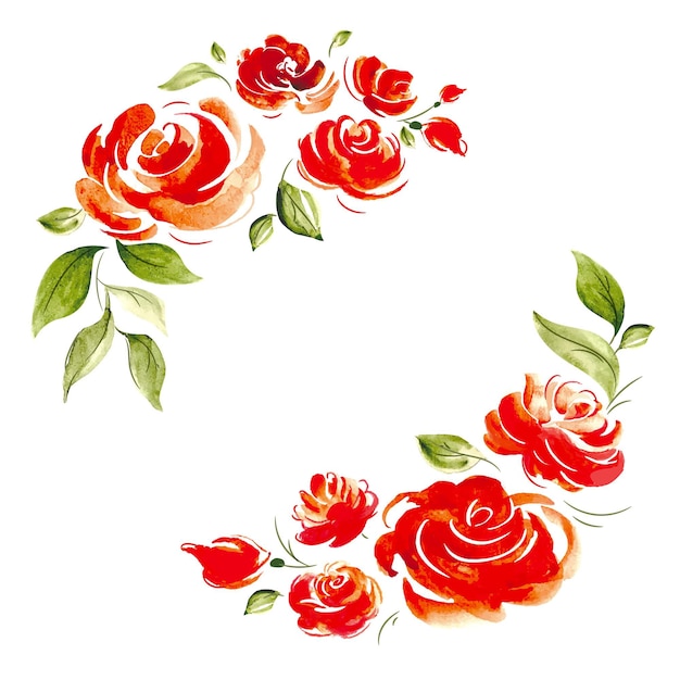 Free Vector watercolor red flowers frame