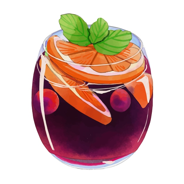 Free Vector watercolor refreshing sangria illustration