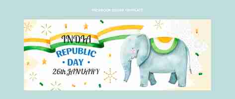 Free vector watercolor republic day social media cover template