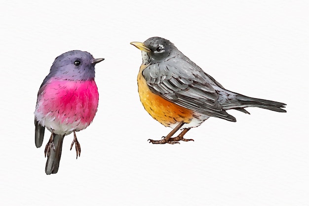 Free Vector watercolor robin collection