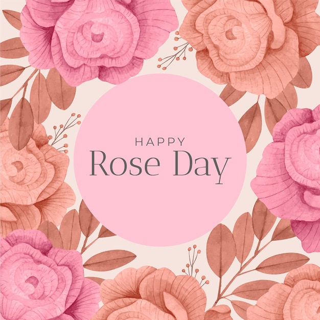 Free Vector watercolor rose day illustration