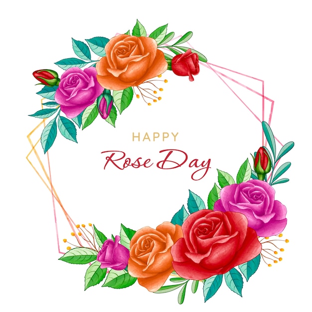 Free Vector watercolor rose day illustration