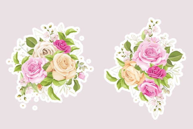 Free vector watercolor roses floral bouquet sticker illustration