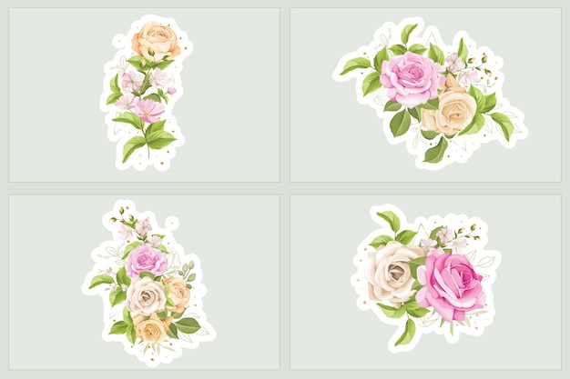 Free vector watercolor roses floral bouquet sticker illustration