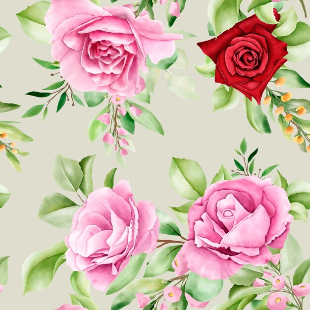 watercolor roses and peonies seamless pattern