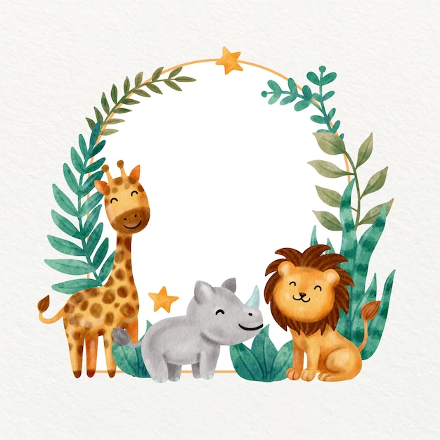 Watercolor safari frame design