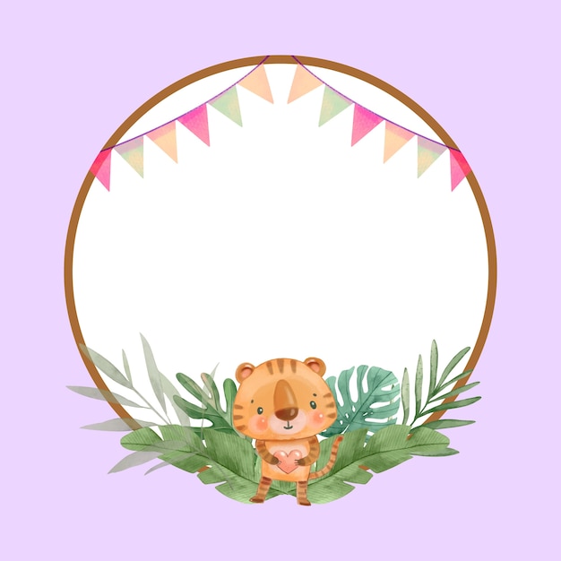 Watercolor safari frame design