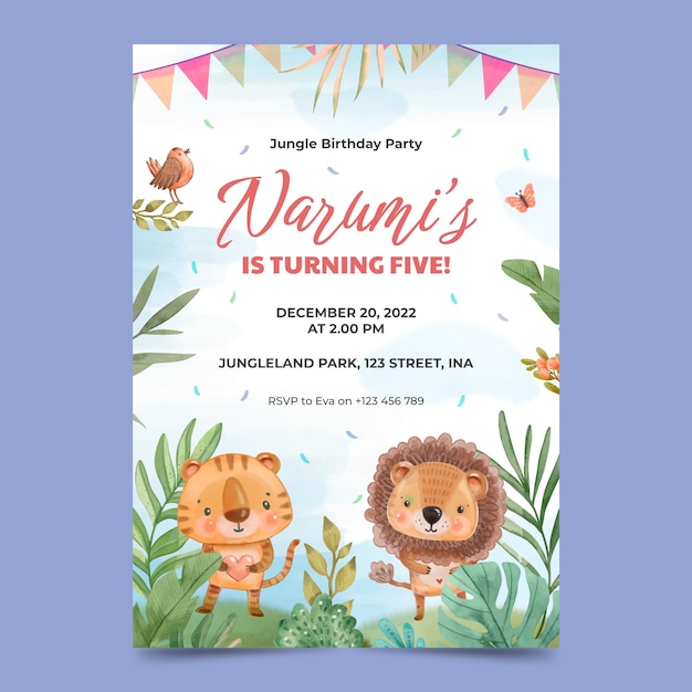 Watercolor safari invitation design