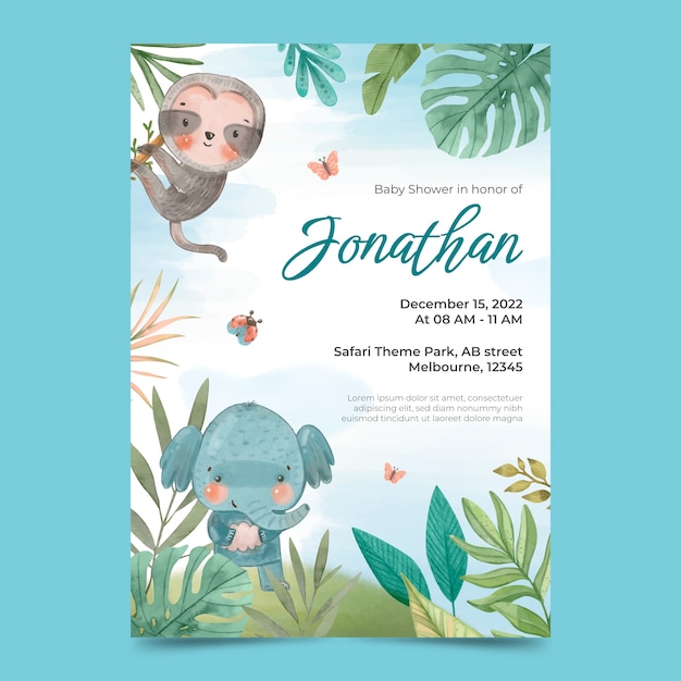 Watercolor safari invitation design