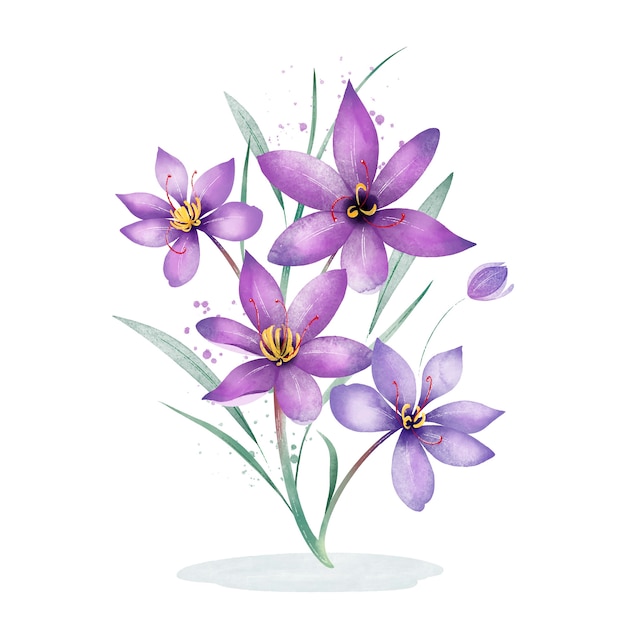 Watercolor saffron flower illustration