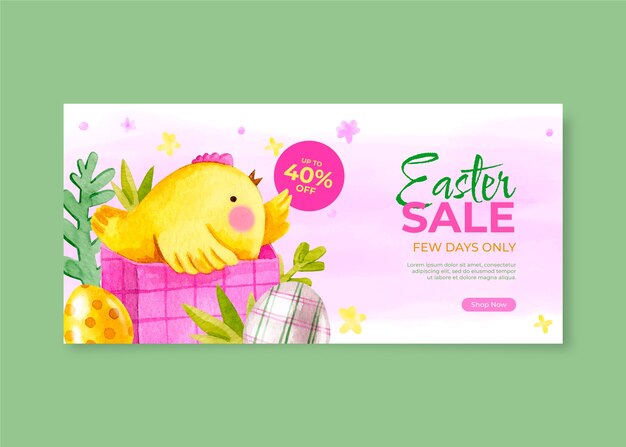 Watercolor sale banner template for easter celebration