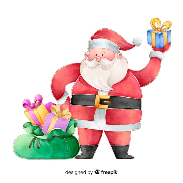 Watercolor santa claus character collection