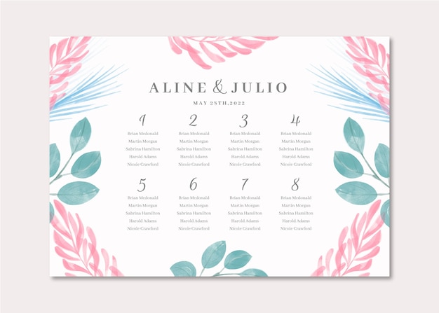 Free Vector watercolor seating plan template