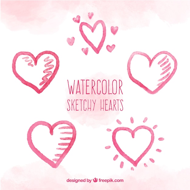 Watercolor set of great hearts