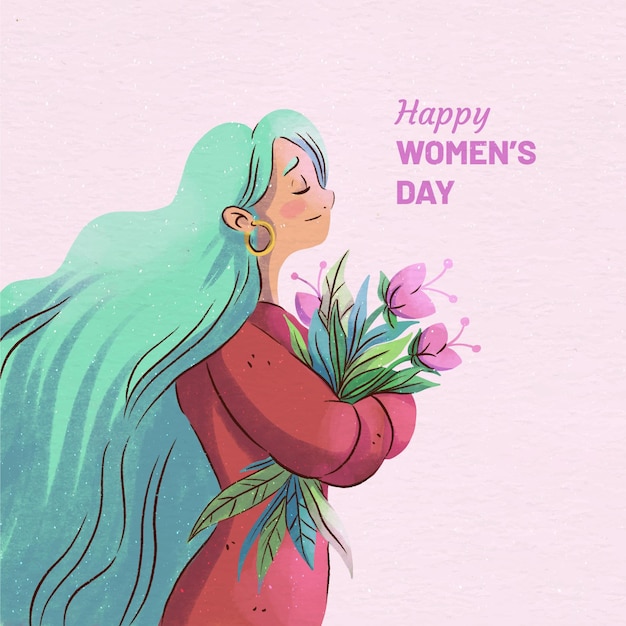 Watercolor side view international women's day