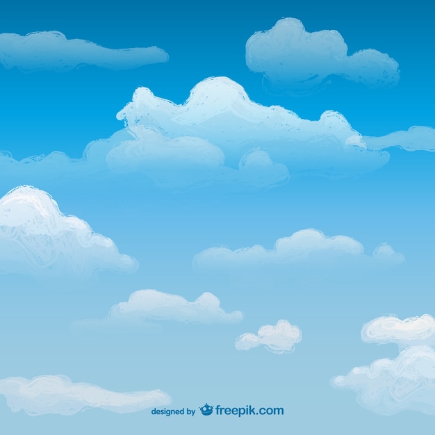 Free Vector watercolor sky with clouds