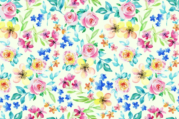 Watercolor small flowers pattern