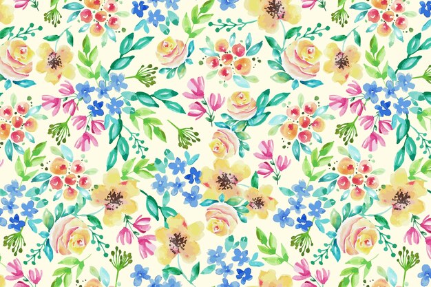 Watercolor small flowers pattern