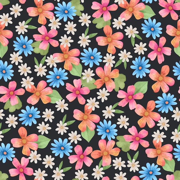 Watercolor small flowers pattern