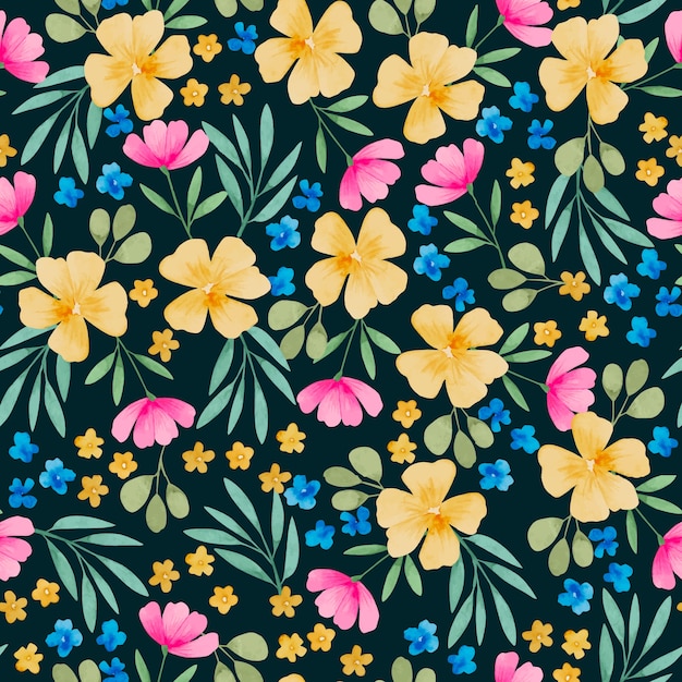 Watercolor small flowers pattern