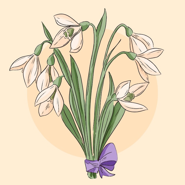 Watercolor snowdrop flower illustration