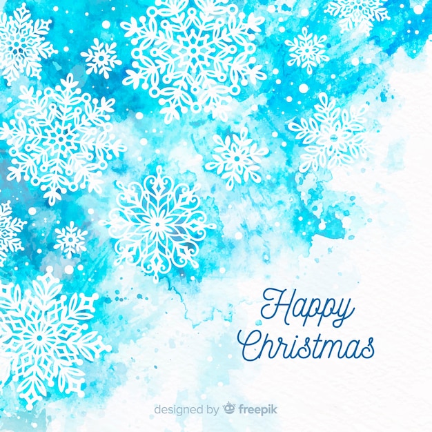 Watercolor snowflakes christmas background