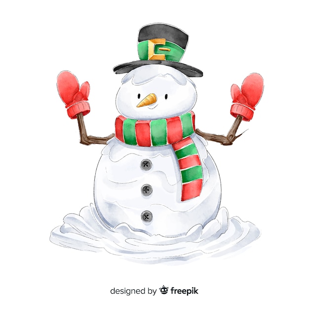 Free Vector watercolor snowman  christmas characters collection