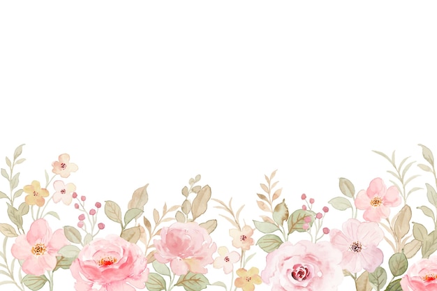 Watercolor soft pink flower garden background