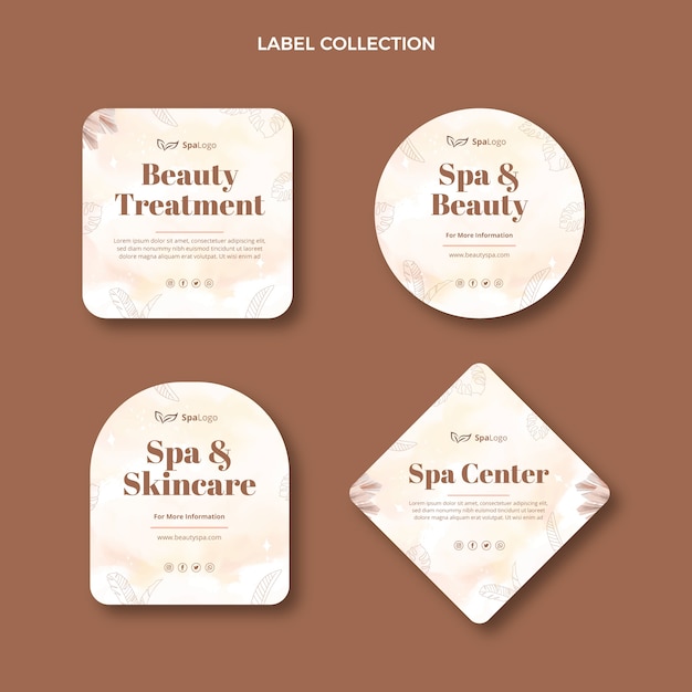 Free vector watercolor spa labels and badges