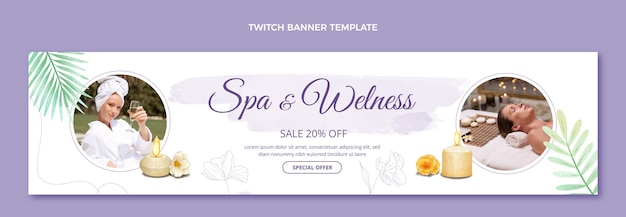 Free Vector watercolor spa twitch banner template