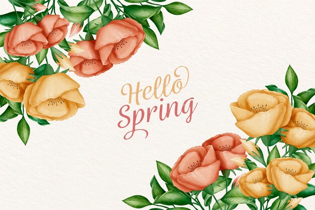 Watercolor spring background greeting