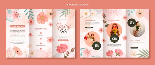 Watercolor spring brochure template