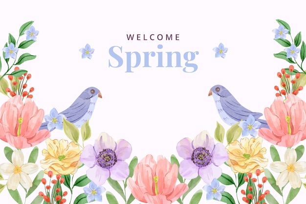 Free Vector watercolor spring floral background