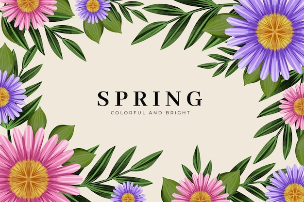 Watercolor spring floral background