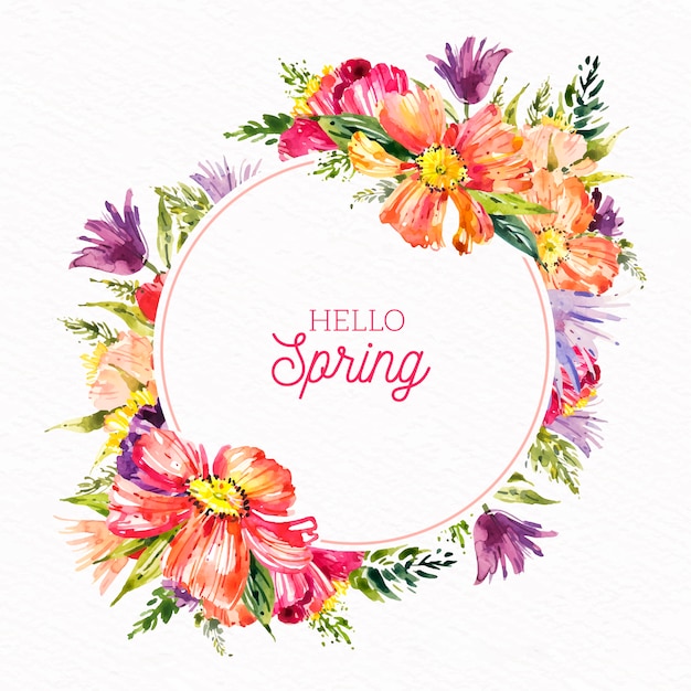 Watercolor spring floral frame style