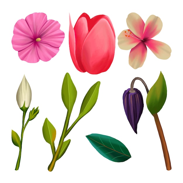 Free Vector watercolor spring flowers collection theme