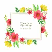 Free vector watercolor spring golden floral frame